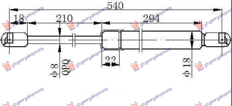 Амортизер (еден) багажник врата (3 врати) (540L-400N)