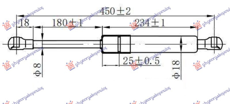 Амортизер (еден) багажник врата (451L-385N)