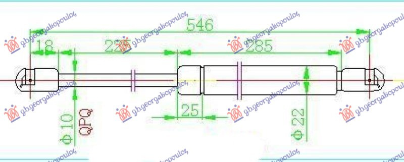 Амортизер (еден) багажник врата караван (546L-510N)