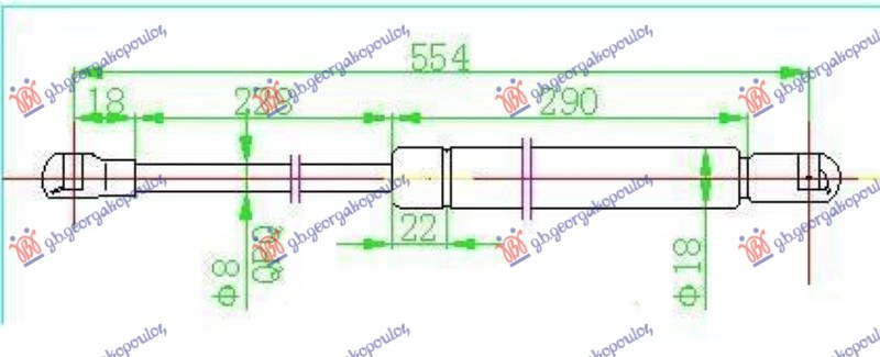 Амортизер (еден) багажник врата (555L-305N)