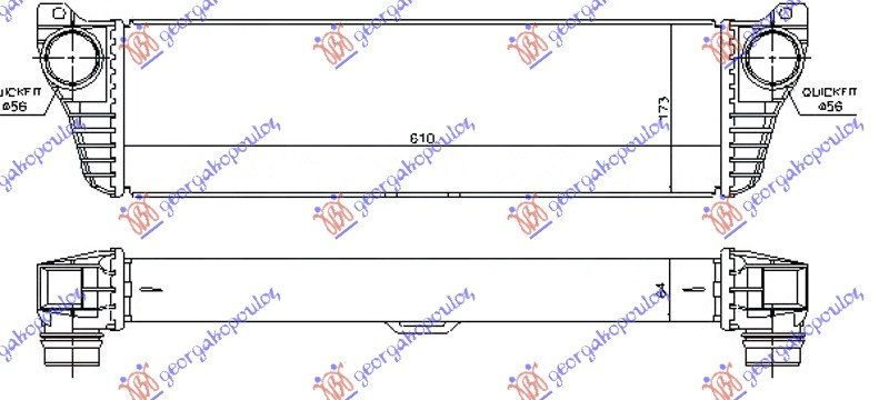 Интеркулер 2.0-2.2 CDi (610x170x64) 10-