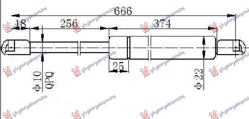 Амортизер (еден) багажник врата (667L-755N)