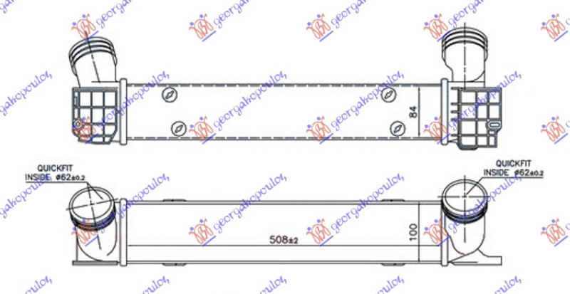 Интеркулер 1.6-2.0 T.дизел (508x100x85)