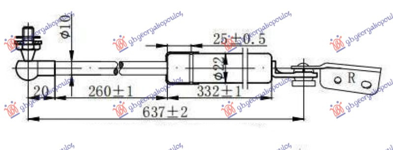 Амортизер (еден) багажник врата (637L-315N)