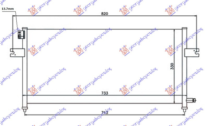 Ладилник за клима 2.4 бензин - 2.5 TD цевка 13.7mm (700x320x16)