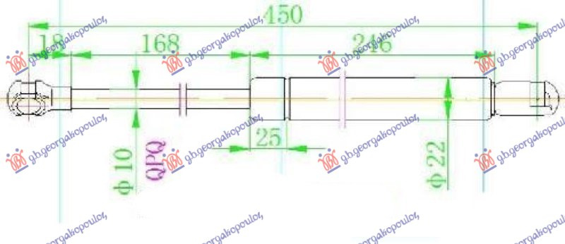 Амортизер (еден) багажник врата (450L-535N)