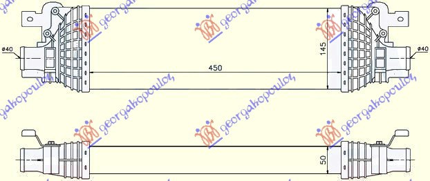 Интеркулер 1,4-1,6TDCi (45x145x50)