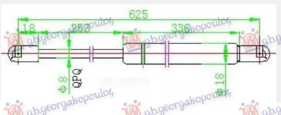 Амортизер (еден) багажник врата 3 врати (624L-575N)