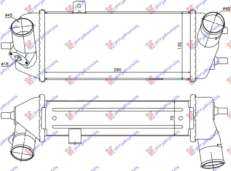 Интеркулер 1,4-1,6 CRDi (300x135x70)