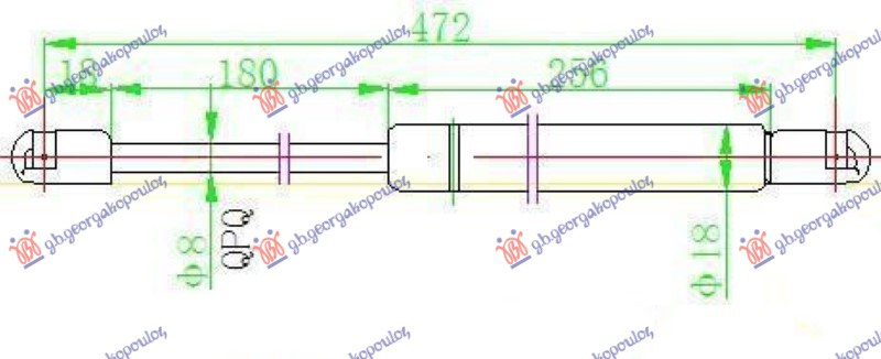Амортизер (еден) багажник врата 3 врати (472L-330N)