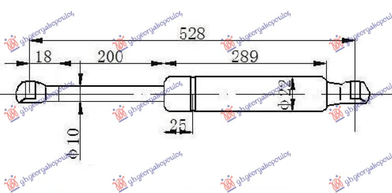 Амортизер (еден) багажник врата (528L-600N)