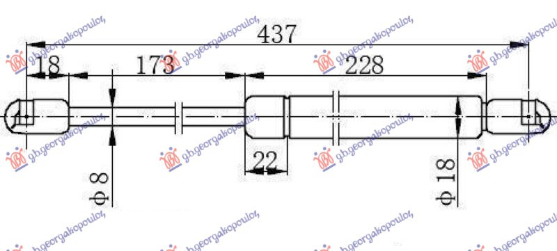 Амортизер (еден) багажник врата (437L-350N)