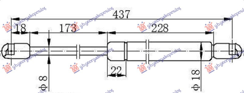 Амортизер (еден) багажник врата (437L-350N) (MARELLI)