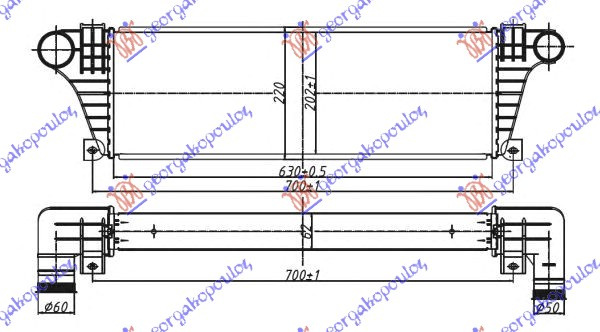 Интеркулер 2,5-2,8 T.D (630x217x63)