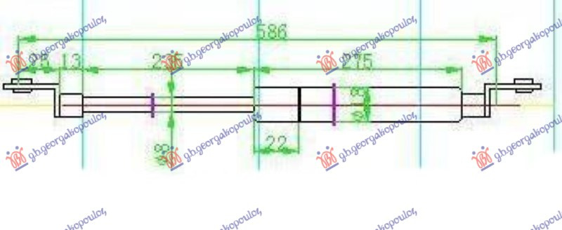 Амортизер (еден) багажник врата (586L-100N)