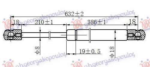 Амортизер (еден) багажник врата (632L-600N)