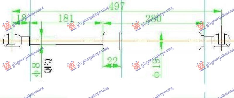 Амортизер (еден) багажник врата (495L-510N)