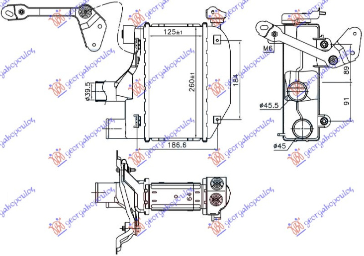 Интеркулер 1.4 D4D (125x260x64) целосен алуминиум