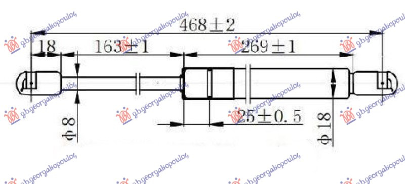 Амортизер (еден) багажник врата (468L-440N)