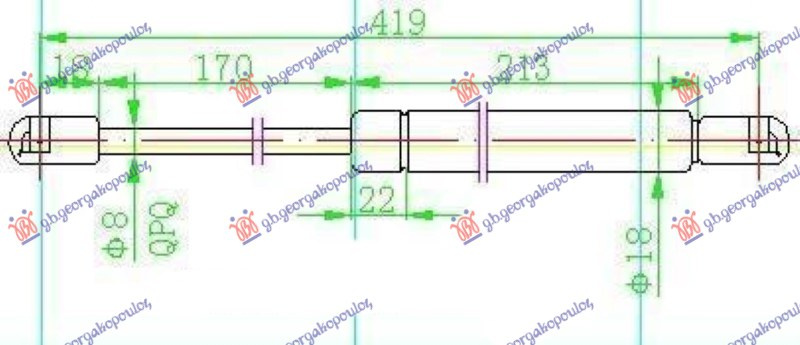 Амортизер (еден) багажник врата xL/freetrack (419L-510N)