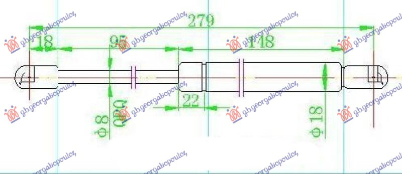 Амортизер (еден) багажник врата (279L-520N)