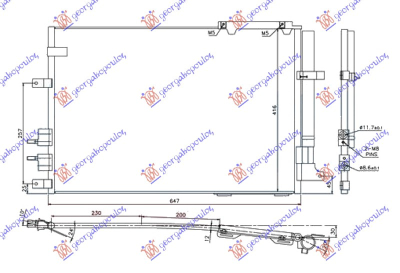 Ладилник за клима 3.2 JTS бензин 2.4 JTDM дизел (615x416x12)