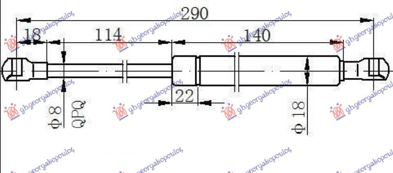 Амортизер (еден) багажник врата (291L-380N)