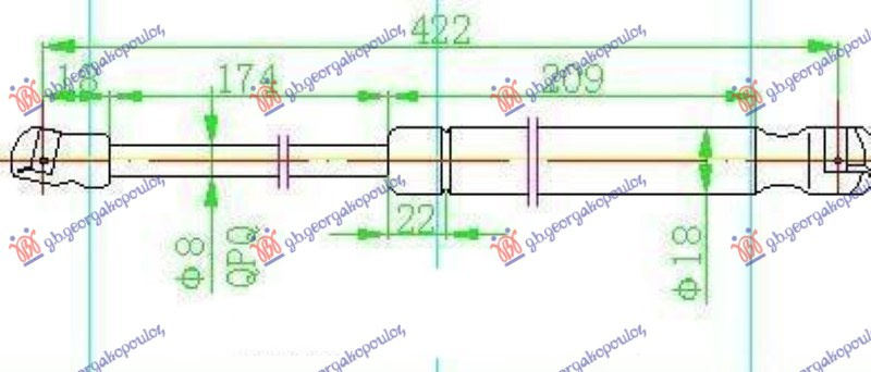 Амортизер (еден) багажник врата 5 врати (425L-450N)