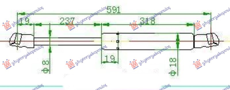 Амортизер (еден) багажник врата 3/5 врати (591L-350N)