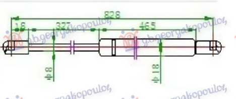 Амортизер (еден) багажник врата (825L-355N)