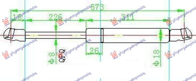 Амортизер (еден) багажник врата караван (571L-520N)