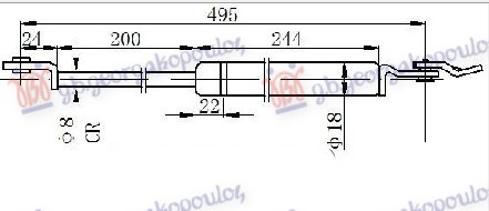 Амортизер (еден) багажник врата (495L-190N)