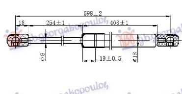 Амортизер (еден) багажник врата (700L-670N)