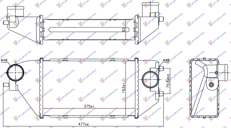 Интеркулер 2.2 CTDI (275x163x62)