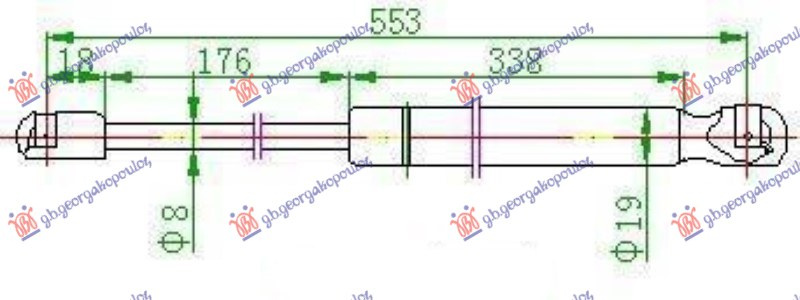 Амортизер (еден) багажник врата 5 врати (553L-715N)