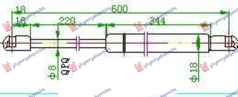 Амортизер (еден) багажник врата (600L-360N)