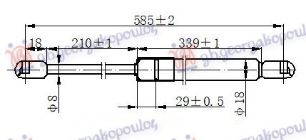 Амортизер (еден) хауба (585L-290N)