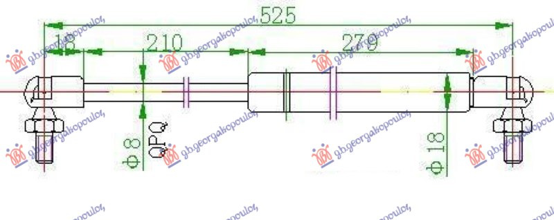 Амортизер (еден) багажник врата караван 02- (527L-450N)