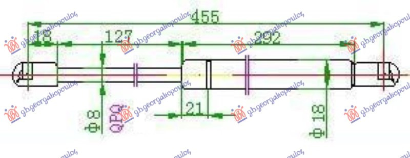 Амортизер (еден) багажник врата 3/5 врати 02- (455L-700N)