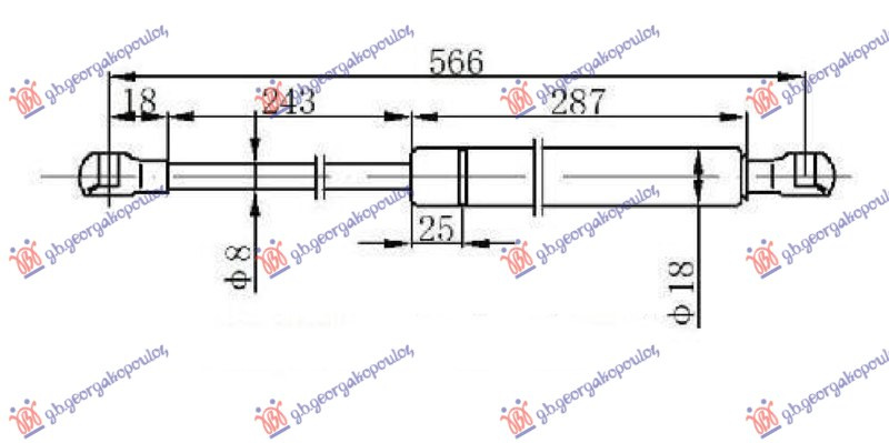 Амортизер (еден) хауба (565L-290N)