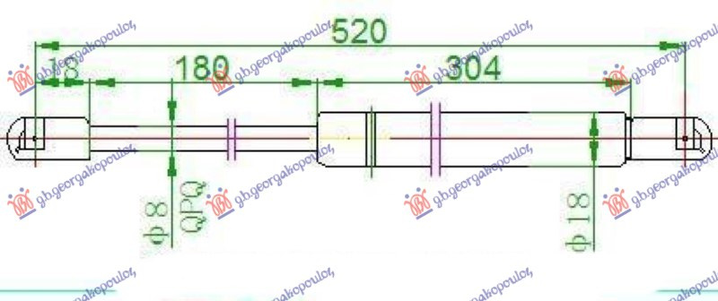 Амортизер (еден) багажник врата L/B (520L-665N)