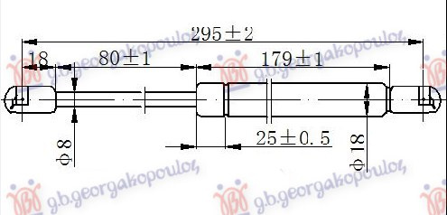 Амортизер (еден) багажник врата (295L-480N)