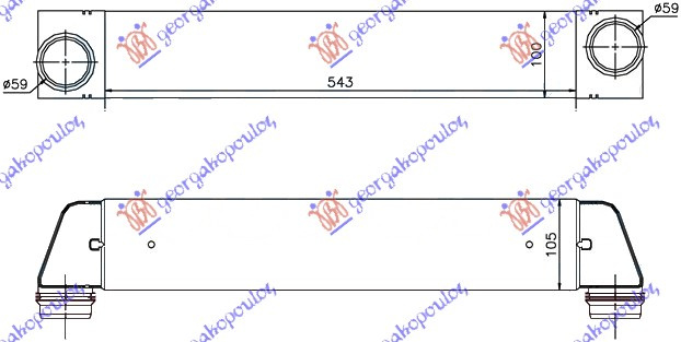 Интеркулер 2.0-2.5-3.0 (520D-525D-530D) дизел (543x100x105)