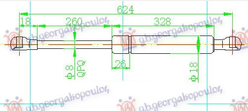 Амортизер (еден) багажник врата (625L-360N)