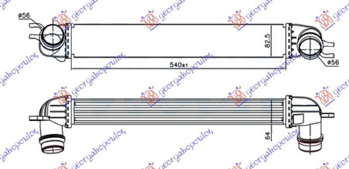 Интеркулер 1.6-2.0 D дизел (540x85x64) брза инсталација