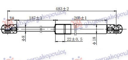 Амортизер (еден) багажник врата (485L-525N)