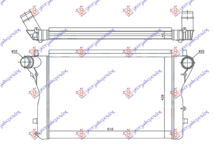 Интеркулер 2.0 (S3) (610x410x40) ?55 целосен алуминиум