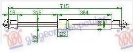 Амортизер (еден) хауба кабриолет (715L-290N)
