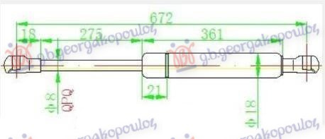 Амортизер (еден) багажник врата (672L-390N)