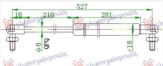 Амортизер (еден) багажник врата (527L-450N)